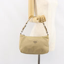 PRADA Shoulder Bag Nylon Beige Silver Auth hk3322-23