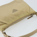 PRADA Shoulder Bag Nylon Beige Silver Auth hk3322-6