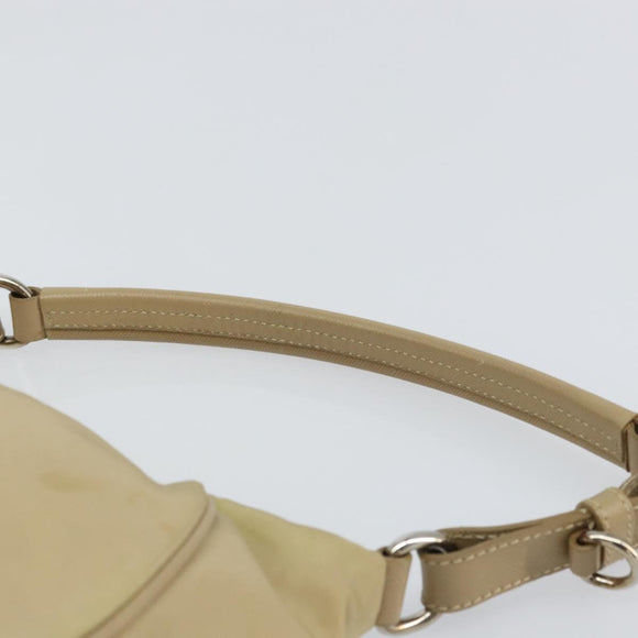 PRADA Shoulder Bag Nylon Beige Silver Auth hk3322