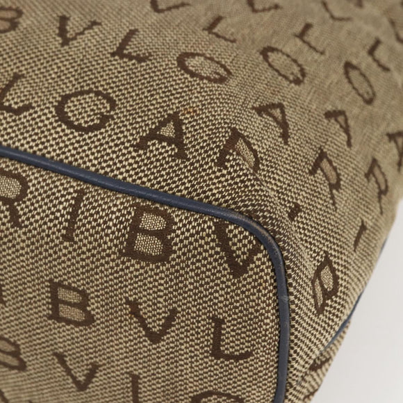 BVLGARI Logo Mania Tote Bag Canvas Beige Gold Auth hk3330
