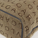 BVLGARI Logo Mania Tote Bag Canvas Beige Gold Auth hk3330-12