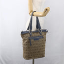 BVLGARI Logo Mania Tote Bag Canvas Beige Gold Auth hk3330-23