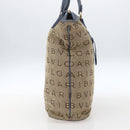 BVLGARI Logo Mania Tote Bag Canvas Beige Gold Auth hk3330-4
