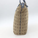 BVLGARI Logo Mania Tote Bag Canvas Beige Gold Auth hk3330-5