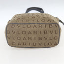BVLGARI Logo Mania Tote Bag Canvas Beige Gold Auth hk3330-9