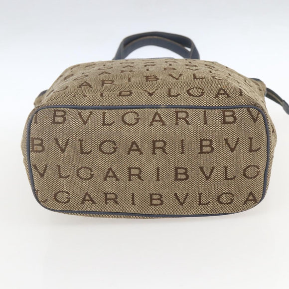 BVLGARI Logo Mania Tote Bag Canvas Beige Gold Auth hk3330