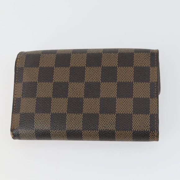 LOUIS VUITTON Damier Ebene Wallet Leather 3 Set LV Auth hk3332