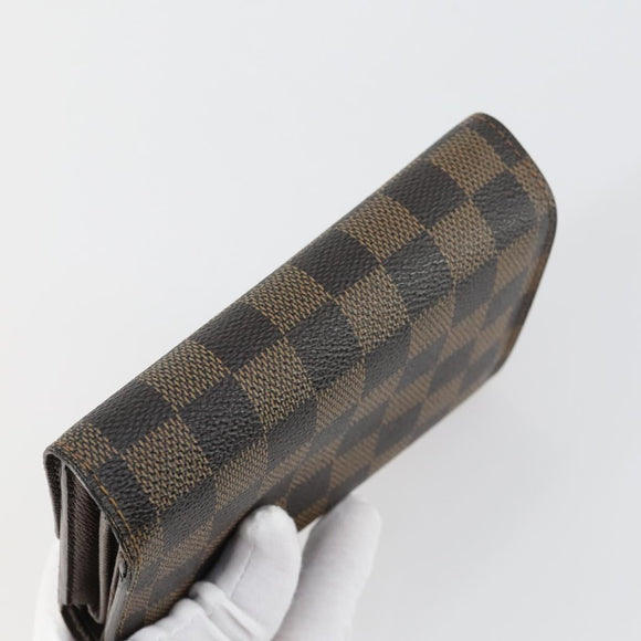 LOUIS VUITTON Damier Ebene Wallet Leather 3 Set LV Auth hk3332