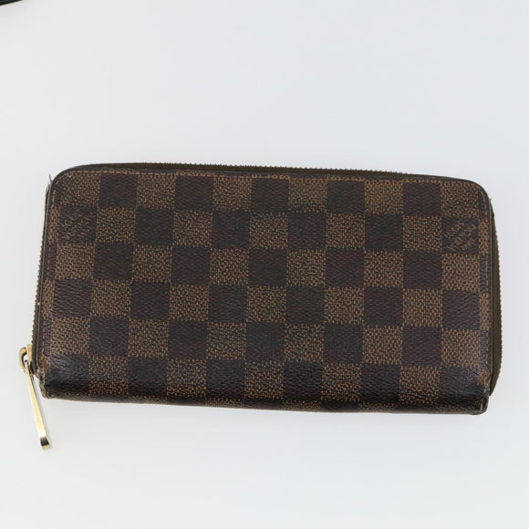 LOUIS VUITTON Damier Ebene Wallet Leather 3 Set LV Auth hk3332