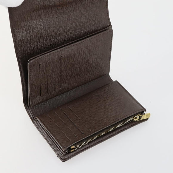 LOUIS VUITTON Damier Ebene Wallet Leather 3 Set LV Auth hk3332