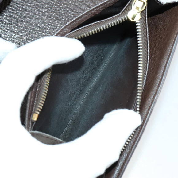 LOUIS VUITTON Damier Ebene Wallet Leather 3 Set LV Auth hk3332