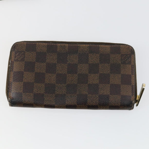 LOUIS VUITTON Damier Ebene Wallet Leather 3 Set LV Auth hk3332