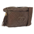 CHANEL Matelasse COCO Mark Shoulder Bag Leather Brown Gold CC Auth hk3336-1