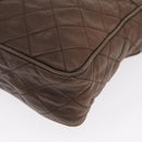 CHANEL Matelasse COCO Mark Shoulder Bag Leather Brown Gold CC Auth hk3336-11