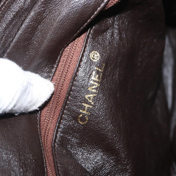 CHANEL Matelasse COCO Mark Shoulder Bag Leather Brown Gold CC Auth hk3336