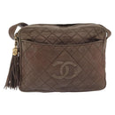 CHANEL Matelasse COCO Mark Shoulder Bag Leather Brown Gold CC Auth hk3336-2