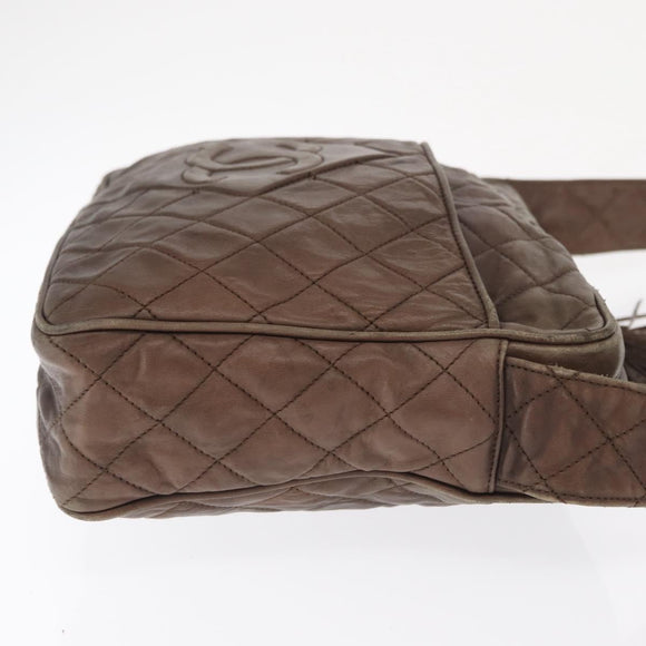 CHANEL Matelasse COCO Mark Shoulder Bag Leather Brown Gold CC Auth hk3336