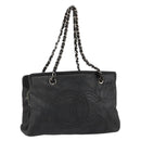 CHANEL COCO Mark Chain Shoulder Bag Patent leather Black Gold CC Auth hk3337-1