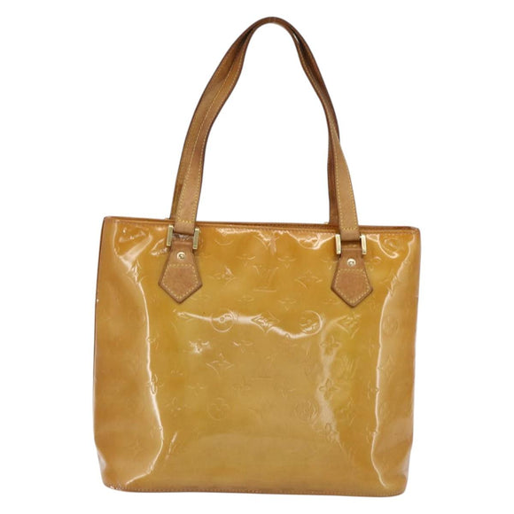 LOUIS VUITTON Monogram Vernis Houston Hand Bag Beige M91004 LV Auth hk3345