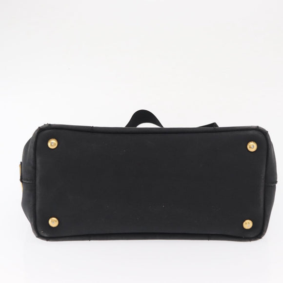 PRADA Canapa PM Hand Bag Canvas 2way Black Gold Auth hk3347