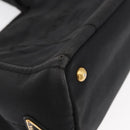 PRADA Canapa PM Hand Bag Canvas 2way Black Gold Auth hk3347-15