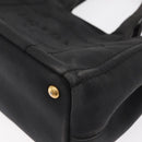 PRADA Canapa PM Hand Bag Canvas 2way Black Gold Auth hk3347-16