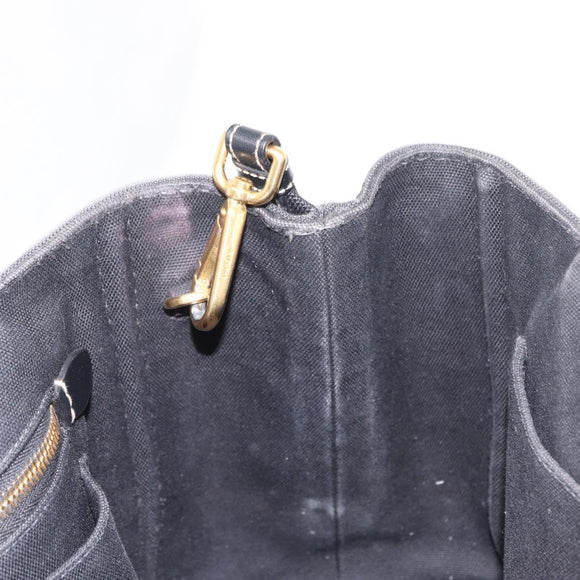 PRADA Canapa PM Hand Bag Canvas 2way Black Gold Auth hk3347