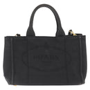 PRADA Canapa PM Hand Bag Canvas 2way Black Gold Auth hk3347-13