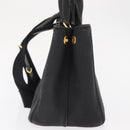 PRADA Canapa PM Hand Bag Canvas 2way Black Gold Auth hk3347-3