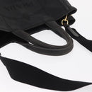 PRADA Canapa PM Hand Bag Canvas 2way Black Gold Auth hk3347-7