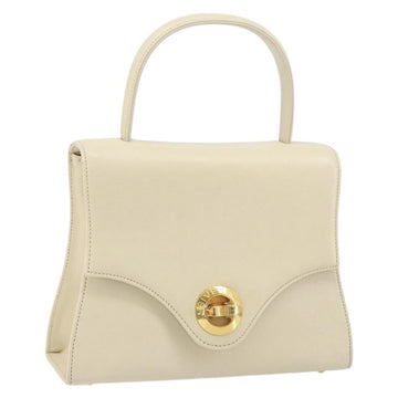 GIVENCHY Hand Bag Leather Beige Gold Auth hk3350