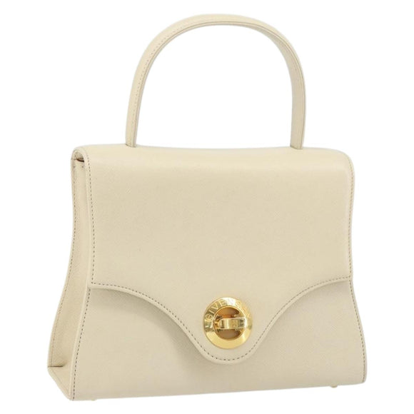GIVENCHY Hand Bag Leather Beige Gold Auth hk3350