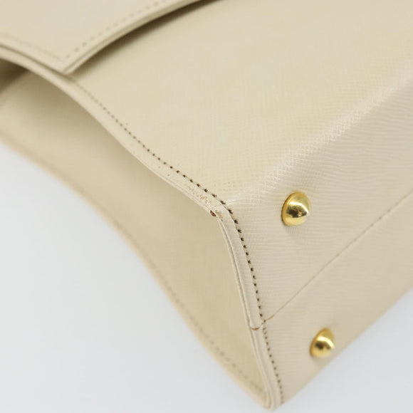 GIVENCHY Hand Bag Leather Beige Gold Auth hk3350