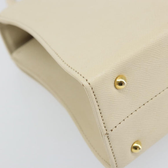 GIVENCHY Hand Bag Leather Beige Gold Auth hk3350