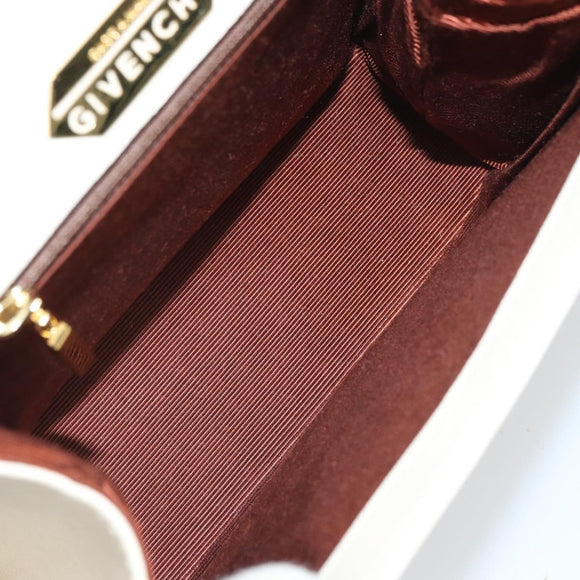 GIVENCHY Hand Bag Leather Beige Gold Auth hk3350