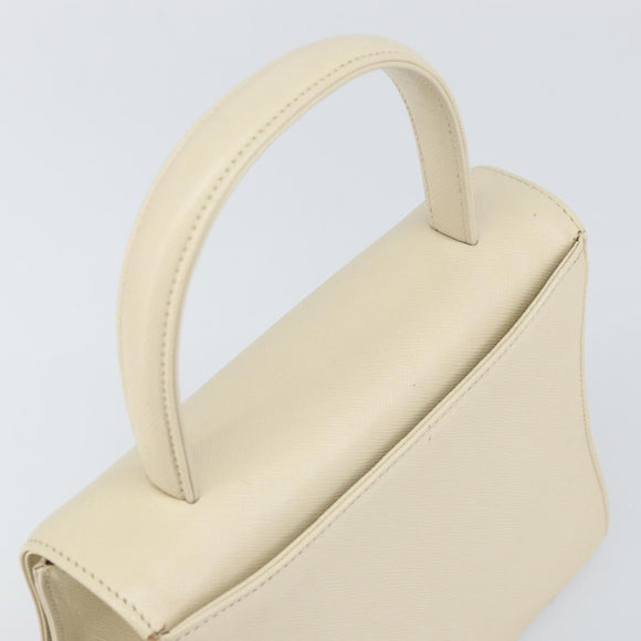 GIVENCHY Hand Bag Leather Beige Gold Auth hk3350