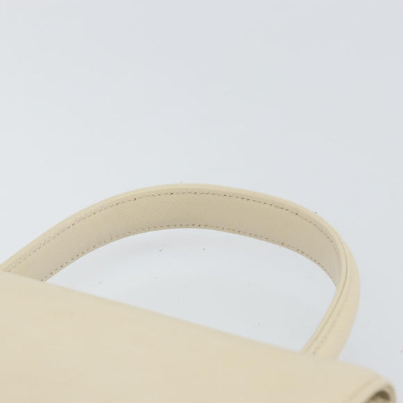 GIVENCHY Hand Bag Leather Beige Gold Auth hk3350