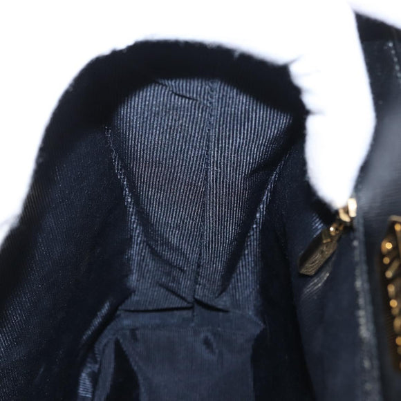 GIVENCHY Hand Bag Leather Black Gold Auth hk3353