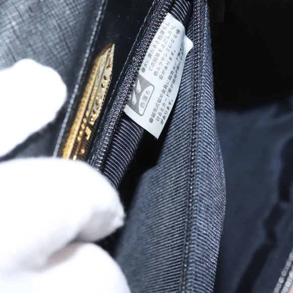 GIVENCHY Hand Bag Leather Black Gold Auth hk3353