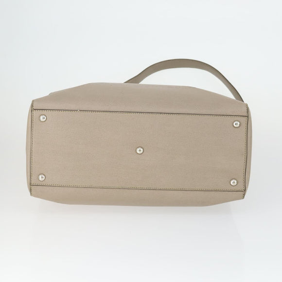 FENDI To joule Hand Bag Leather 2way Beige Silver Auth hk3360