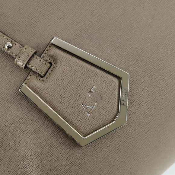 FENDI To joule Hand Bag Leather 2way Beige Silver Auth hk3360