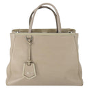 FENDI To joule Hand Bag Leather 2way Beige Silver Auth hk3360-13