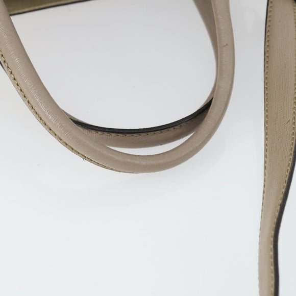 FENDI To joule Hand Bag Leather 2way Beige Silver Auth hk3360