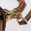 GUCCI New Bamboo Tote Bag Leather 2way Brown Gold 254884 Auth hk3362V-9