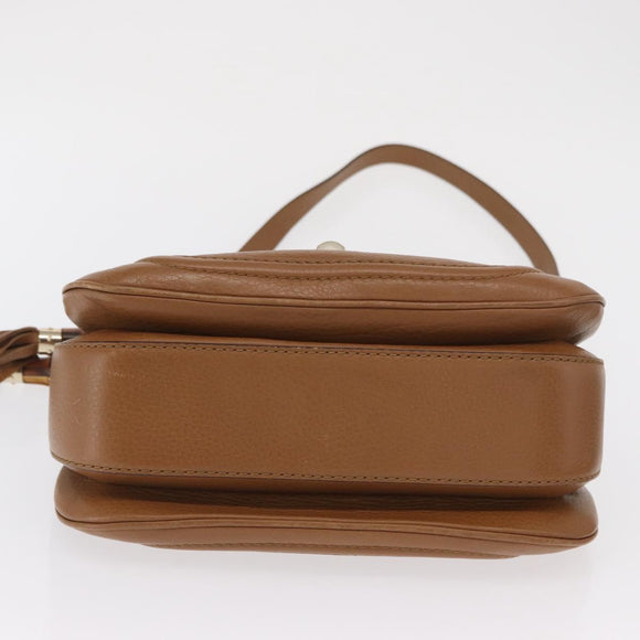 GUCCI New Bamboo Tote Bag Leather 2way Brown Gold 254884 Auth hk3362V