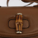 GUCCI New Bamboo Tote Bag Leather 2way Brown Gold 254884 Auth hk3362V-20