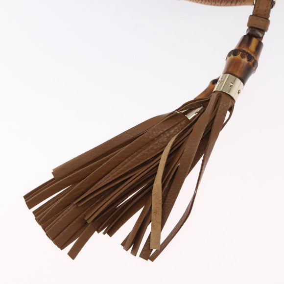 GUCCI New Bamboo Tote Bag Leather 2way Brown Gold 254884 Auth hk3362V