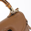 GUCCI New Bamboo Tote Bag Leather 2way Brown Gold 254884 Auth hk3362V-23