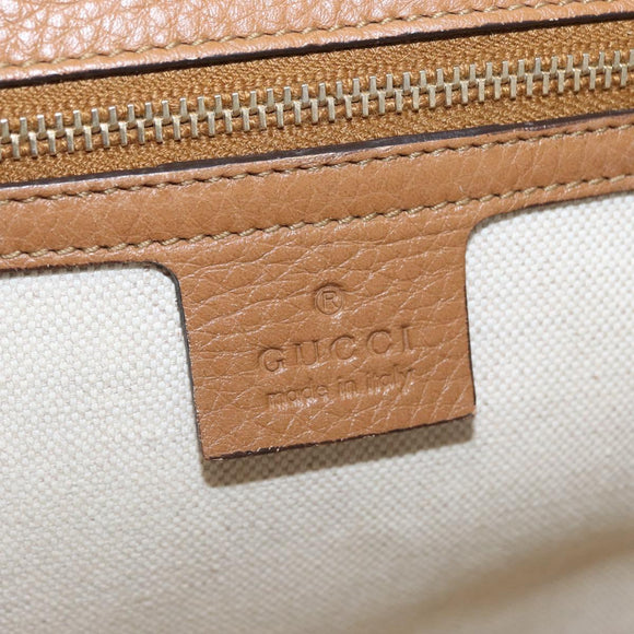 GUCCI New Bamboo Tote Bag Leather 2way Brown Gold 254884 Auth hk3362V