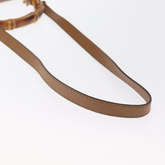 GUCCI New Bamboo Tote Bag Leather 2way Brown Gold 254884 Auth hk3362V